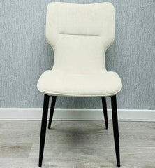Windsor Velvet Dining Chair Pair in Mink with soft velvet upholstery and black metal frame from Solid Furniture UK