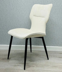 Side view of Windsor Velvet Dining Chair Pair in Mink showing modern design and sturdy metal frame from Solid Furniture UK