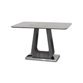 Zermatt grey ceramic dining table full view with marble effect tabletop and fixed top design from Solid Furniture UK suitable for modern UK homes