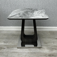 Zermatt 55cm lamp table with grey ceramic top and chrome base - Solid Furniture UK
