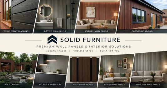 WPC and PVC wall panels in the UK, featuring wood-effect, fluted and outdoor designs.
