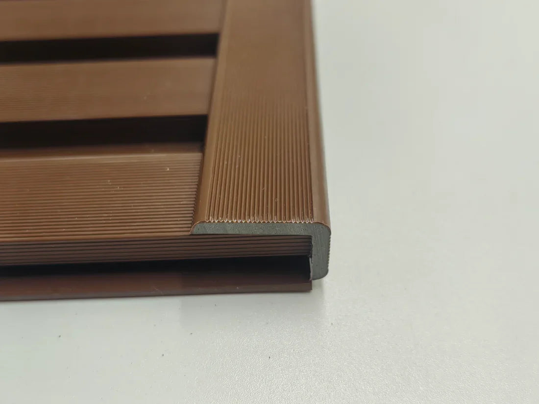 Wall panel end trim installed on panel edges, providing a clean, seamless, and protective finishing look. solid furniture UK