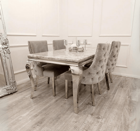 Grey Louis Table with Light Grey Kensington Chairs