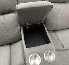 3+2 Grey Suede Leather Recliner Sofa Set - SOLID FURNITURE LTD