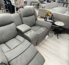 3+2 Grey Suede Leather Recliner Sofa Set - SOLID FURNITURE LTD