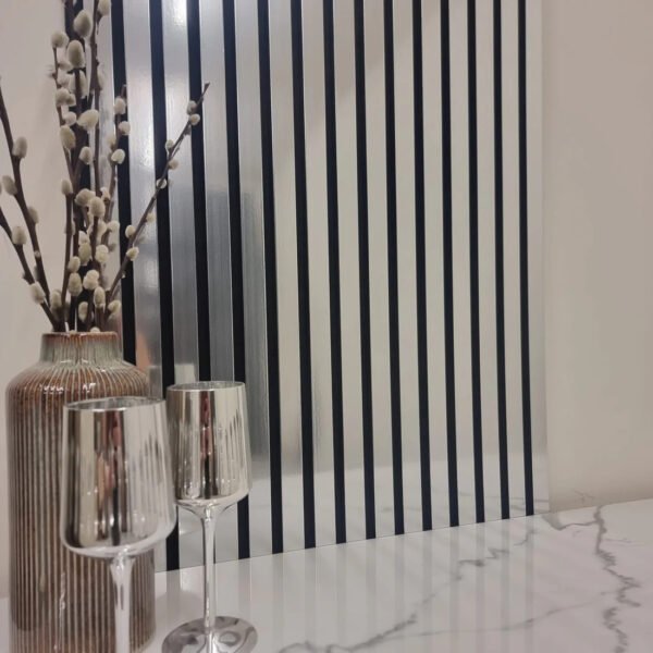 Acoustic Slatted Wall Panel – Chrome Metallic | Stylish, Durable & Soundproof |Solid Furniture UK