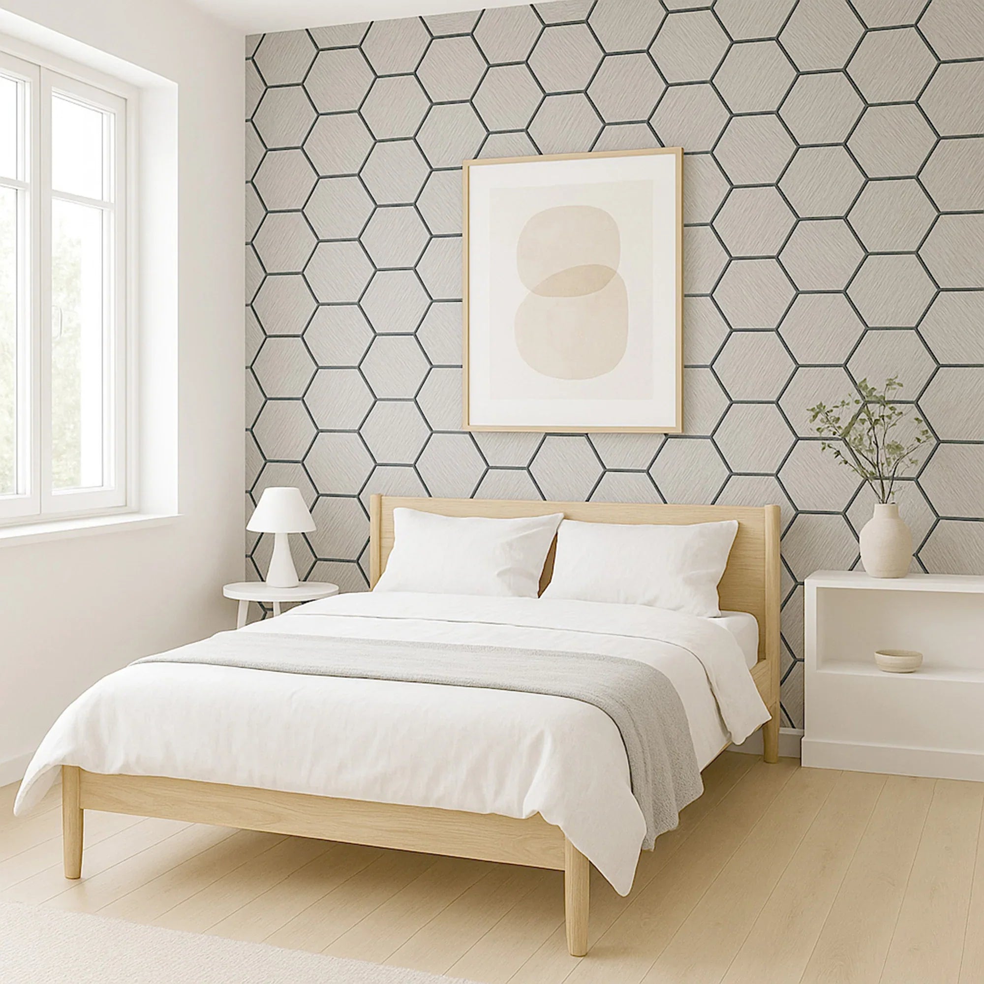 Acoustic Hexagon Wall Panels - Ash Grey (Set of 4) | Soundproof Wood Panels | Fast UK Delivery