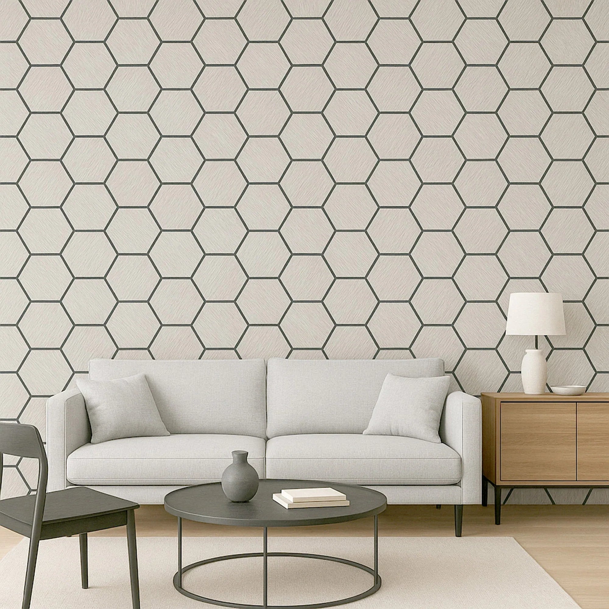 Acoustic Hexagon Wall Panels - Ash Grey (Set of 4) | Soundproof Wood Panels | Fast UK Delivery
