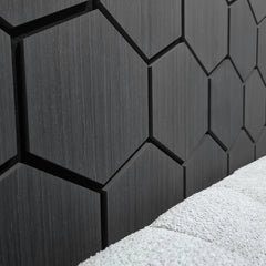 Acoustic Hexagon Wall Panels - Charcoal Black (Set of 4) | Soundproof Wood Panels | Fast UK Delivery