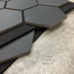Acoustic Hexagon Wall Panels - Charcoal Black (Set of 4) | Soundproof Wood Panels | Fast UK Delivery