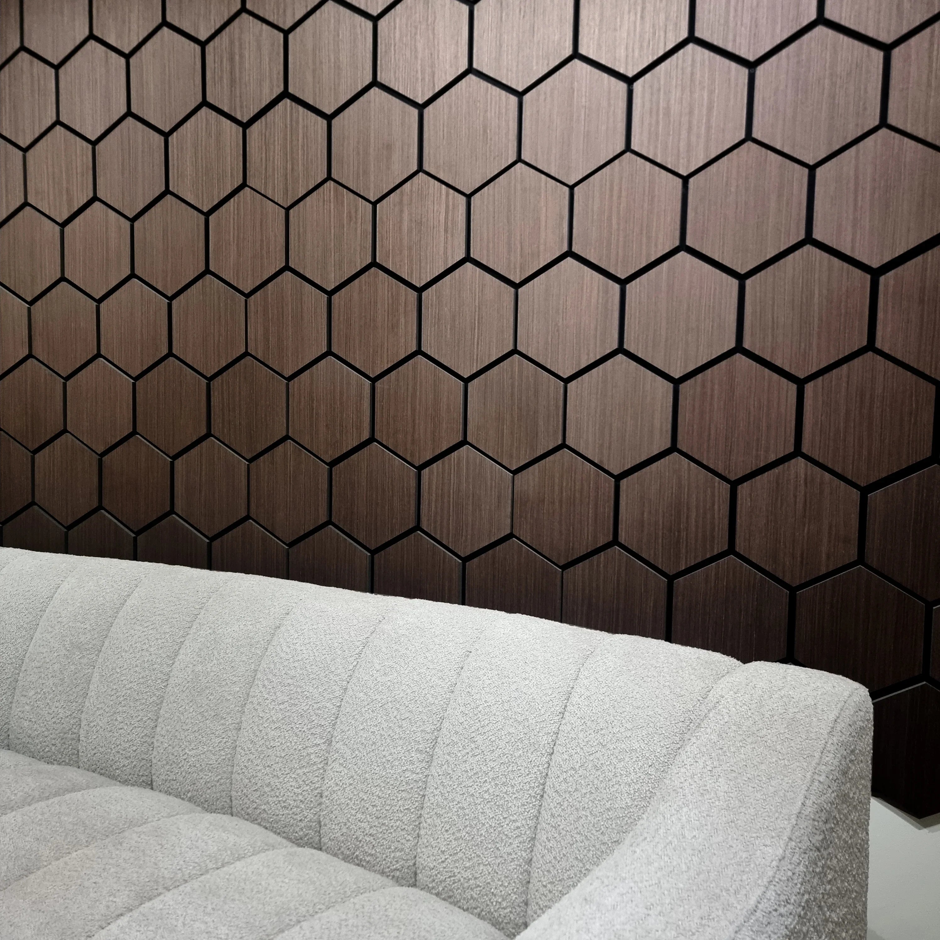 Acoustic Hexagon Wall Panels - Walnut (Set of 4) | Soundproof Wood Panels | Fast UK Delivery