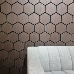 Acoustic Hexagon Wall Panels - Walnut (Set of 4) | Soundproof Wood Panels | Fast UK Delivery