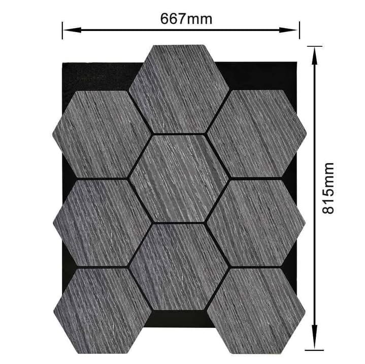 Acoustic Hexagon Wall Panels - Charcoal Black (Set of 4) | Soundproof Wood Panels | Fast UK Delivery