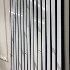 Acoustic Slatted Wall Panel – White Marble  Stylish, Durable & Soundproof  Fast UK Delivery