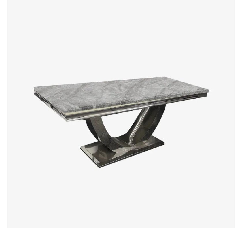 Arial Luxury grey marble dining set with elegant contemporary chairs for dining rooms solid furniture UK