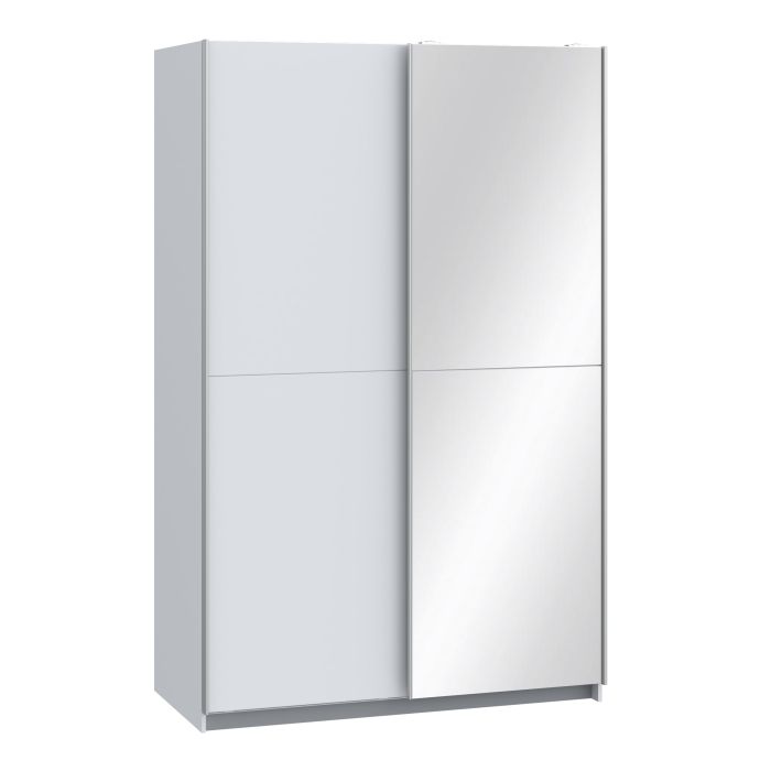 Babetta Matt White and Mirrored Sliding Doors Wardrobe