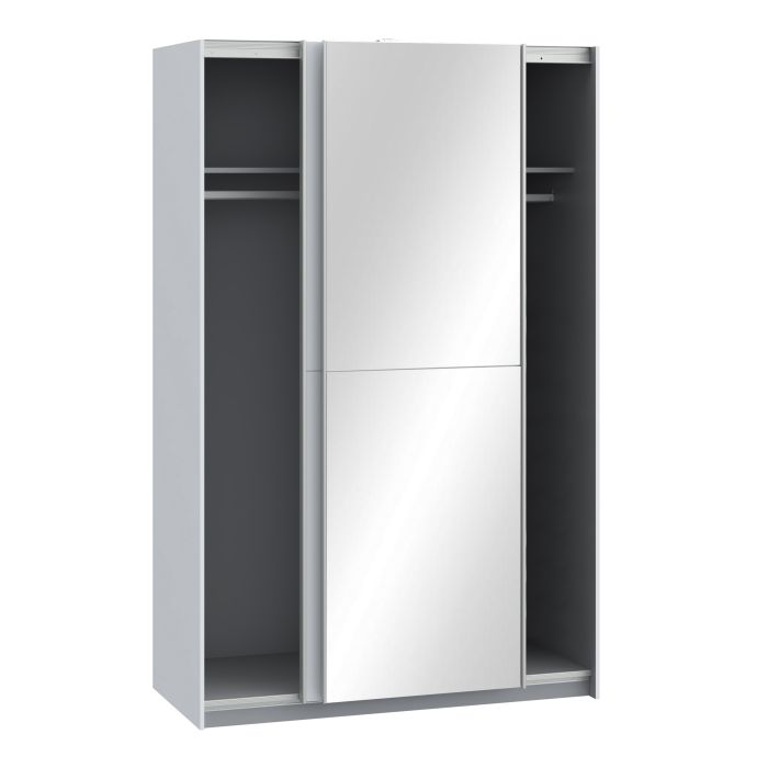 Sliding Feature of Babetta Matt White & Mirrored Sliding Doors Wardrobe