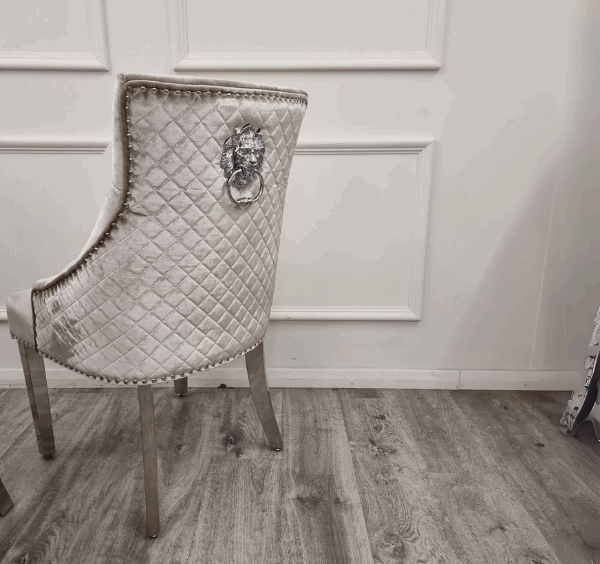 Louis Light Grey Marble Table with Beige Bentley Chairs