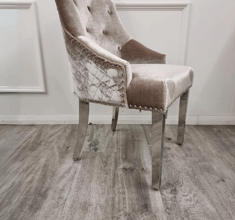 Louis Light Grey Marble Table with Beige Bentley Chairs
