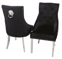 Bentley Chrome Black Velvet Dining Chair SOLID FURNITURE