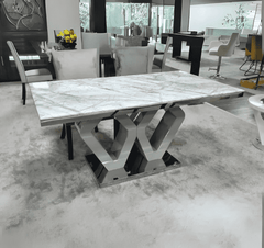 Majestic Grey Marble Dining Table With Grey Majestic Chairs SOLID FURNITURE