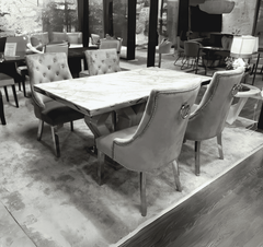 Majestic Grey Marble Dining Table With Grey Majestic Chairs SOLID FURNITURE