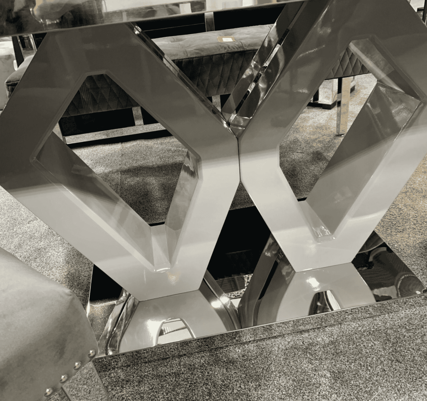 Majestic Grey Marble Dining Table With Grey Majestic Chairs SOLID FURNITURE