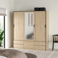 Line Oak 3 Sliding Doors Wardrobe 
