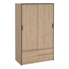 Sleek oak wardrobe with sliding doors perfect for compact bedrooms. solid furniture UK