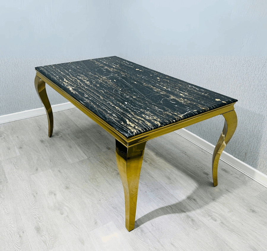 Louis Gold Black & Gold Marble Table  with Kensington Dining Chair