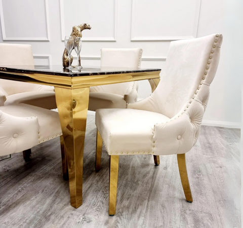 Louis Gold Black & Gold Marble Table  with Kensington Dining Chair