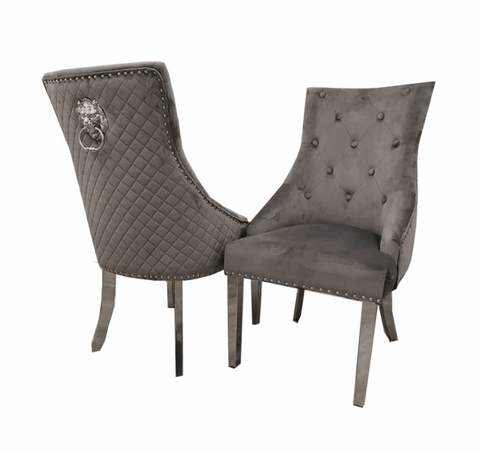 Bentley Chrome Dark Grey Velvet Dining Chair