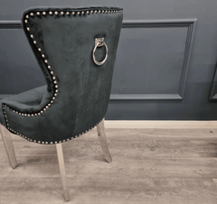 Megan Chrome Black Velvet Dining Chairs