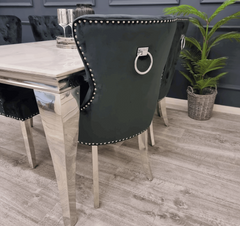 Megan Chrome Black Velvet Dining Chairs