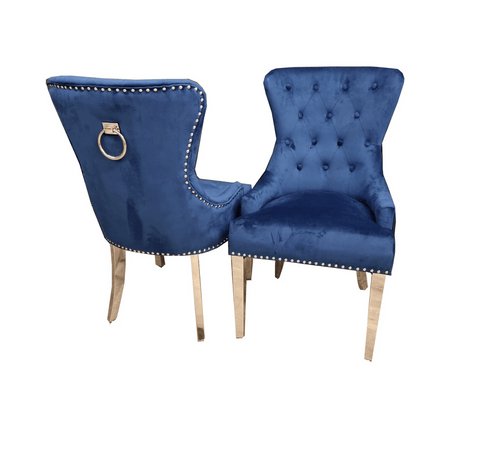 Megan Chrome Blue Velvet Dining Chairs
