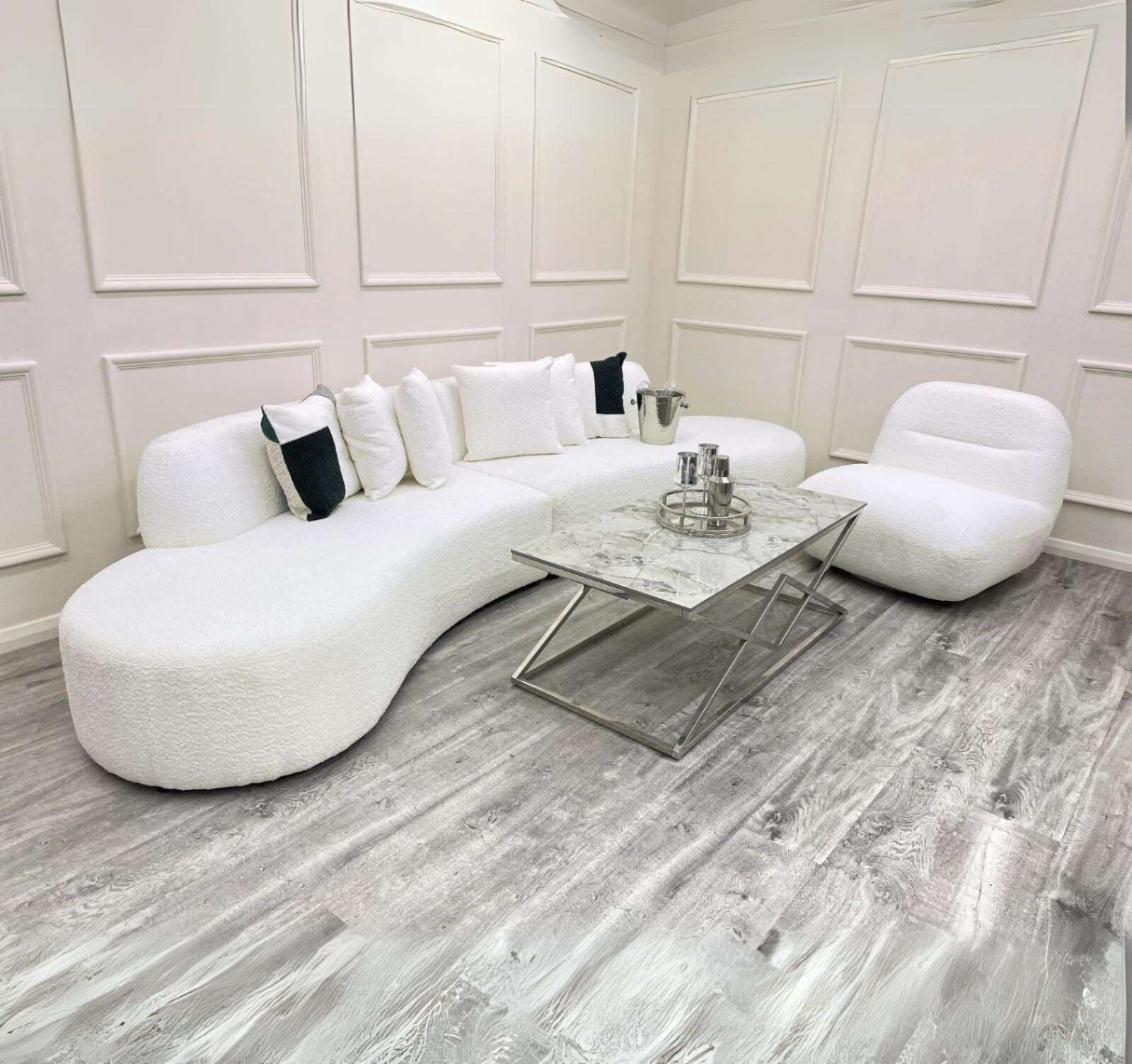 Solid Furniture LTD UK Fabric Miami Curved Cinema Boucle Sofa