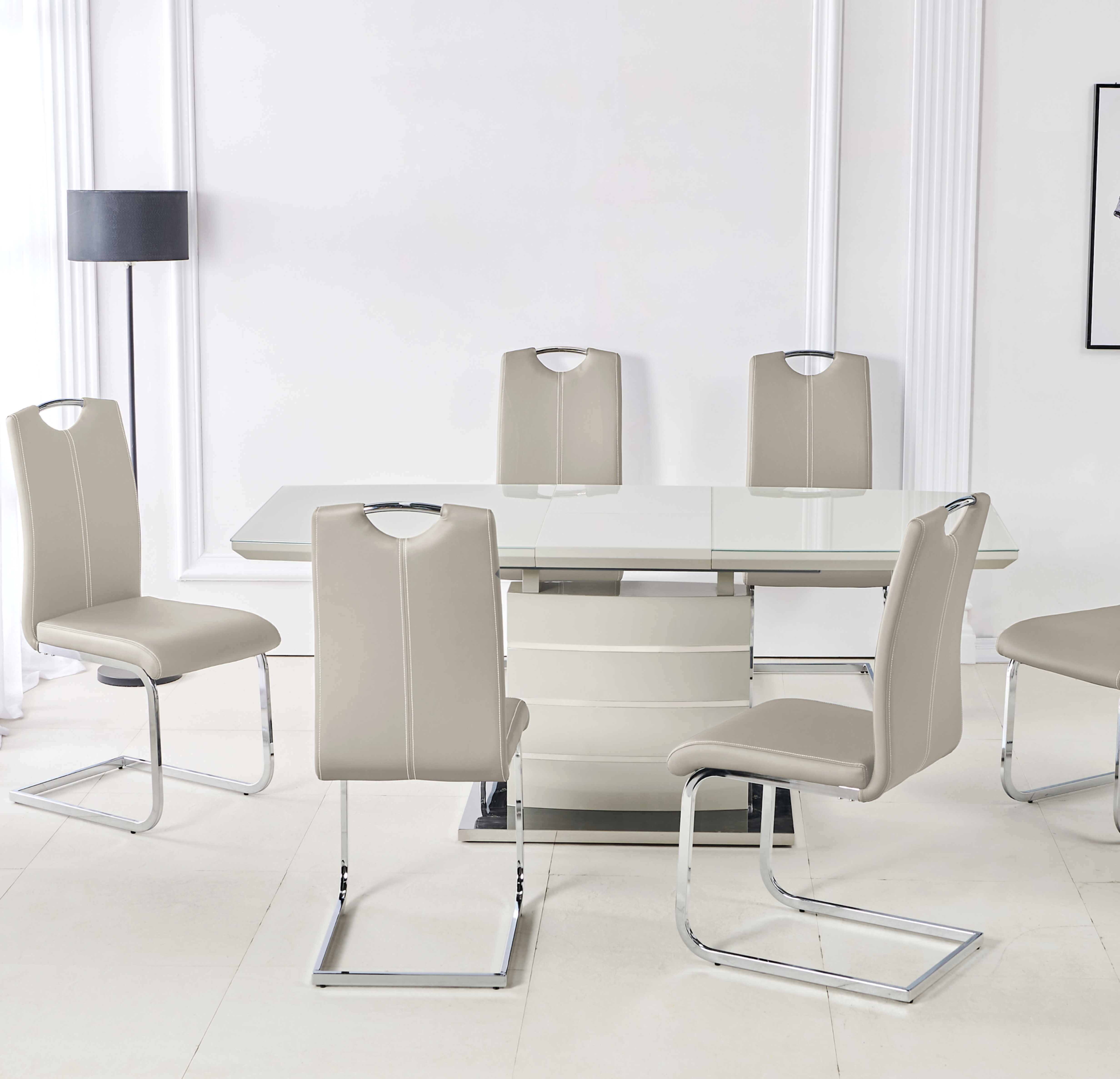 Milan Cappuccino High Gloss Extendable Dining Set SOLID FURNITURE LTD