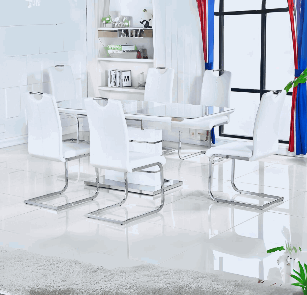 Milan White High Gloss Extendable Dining Set