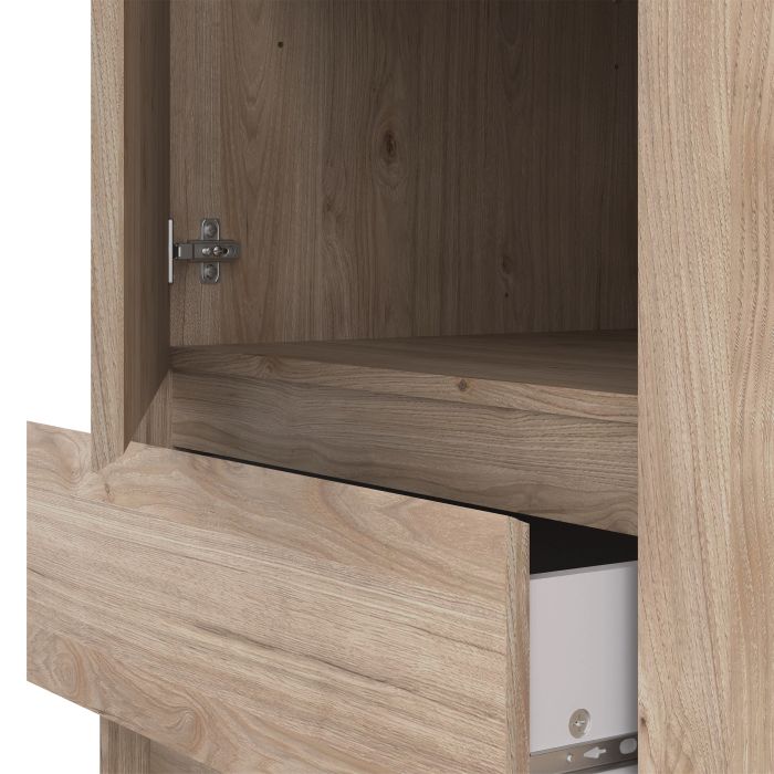 Naia Oak Wardrobe with 1 door and 3 drawers 