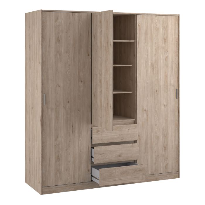 Naia Oak Wardrobe with 1 Door and 3 Drawers