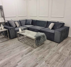 Midland Velvet 4 Seater Corner Couch SOLID FURNITURE