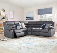 Roma Grey Leather Recliner Corner Sofa