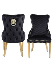 Pair of Victoria Black Velvet Knocker Dining Chairs