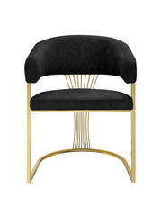 Prado Black Velvet Gold Metal Frame Chair SOLID FURNITURE LTD