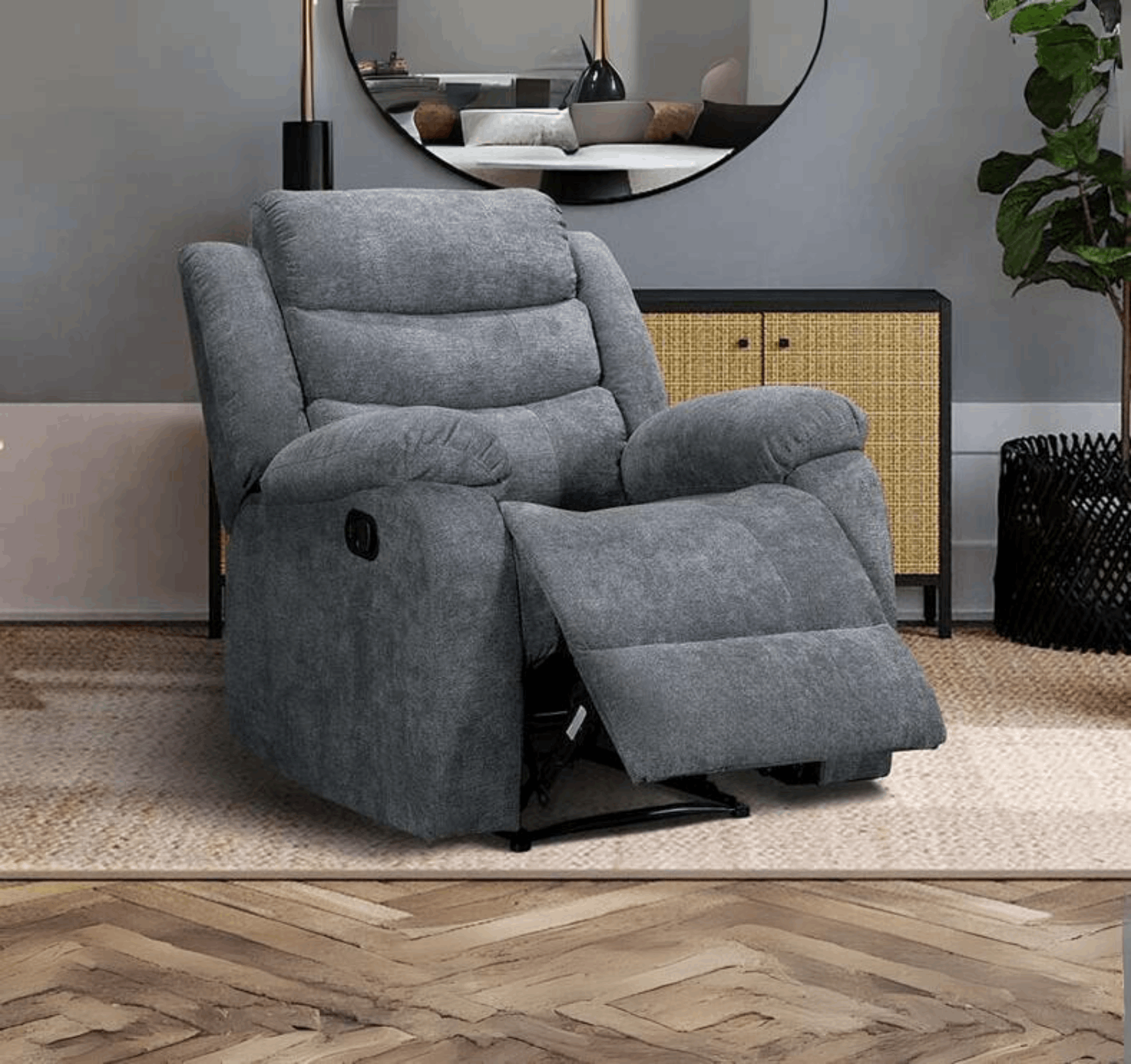 Solid Furniture UK Sorrento Recliner Armchair Fabric Grey – Solid ...