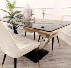 Venus 1.6 Black Stone Top Table with Luna Chairs SOLID FURNITURE