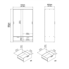 2 spacious drawers neatly store folded clothes and personal items. solid furniture UK