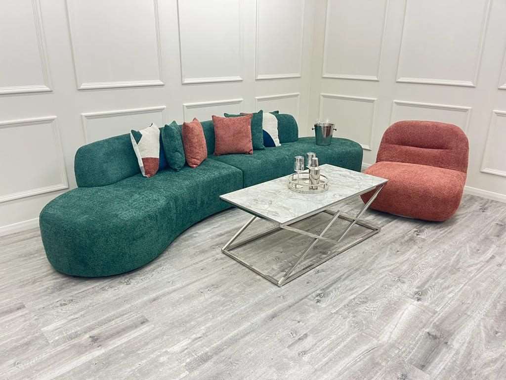 Solid Furniture LTD UK Fabric Miami Curved Cinema Boucle Sofa