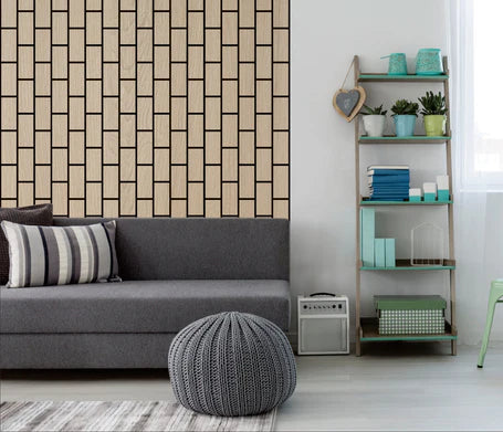 Natural oak acoustic brick wall panel in HDF for feature walls and ceilings Solid Furniture UK