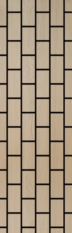 Natural oak acoustic brick wall panel in HDF for feature walls and ceilings. solid furniture UK 